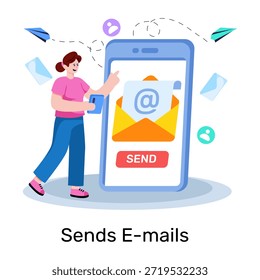 Una ilustración de diseño único de enviar correo electrónico