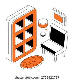 Una ilustración de diseño único de la sala de estudio