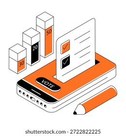 Una ilustración de diseño único de los resultados de la votación
