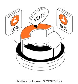 Una ilustración de diseño único de los resultados de la votación