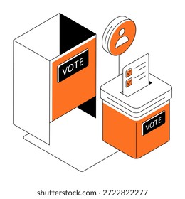 Una ilustración de diseño único de la estación de votación