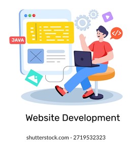 Ilustración de diseño único del desarrollo del Sitio web