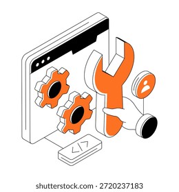 Una ilustración de diseño único del mantenimiento del Sitio web