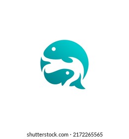 unique design letter Q fish or Q and fish logo concept vector