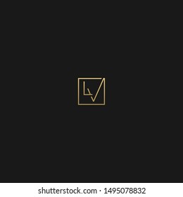 unique design of LV 4V square logo template vector in gold