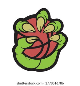 unique design for monster hand hold a basketball vector design