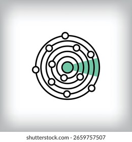 Unique design radar logo. Simple corporate army and defense template. Vector.
