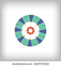 Logotipo de lente redonda de diseño único. Plantilla concéntrica corporativa simple. Vector.