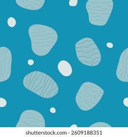 unique design seamless pattern abstract background in pastel colors with organic shapes and lines on blue backdrop
