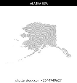 Diseño único que muestra la forma de Alaska con líneas de remolino