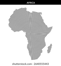 A unique design shows the map of Africa made with circular lines.