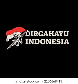 Unique design, skeleton and Indonesian flag. to commemorate Indonesia's independence day