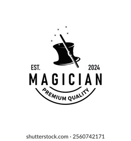 unique design vintage silhouette hat and magic logo magic hat simple templet illustration