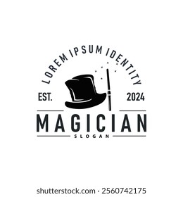 unique design vintage silhouette hat and magic logo magic hat simple templet illustration