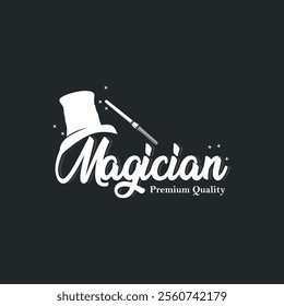 unique design vintage silhouette hat and magic logo magic hat simple templet illustration