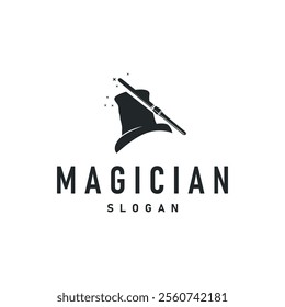 unique design vintage silhouette hat and magic logo magic hat simple templet illustration