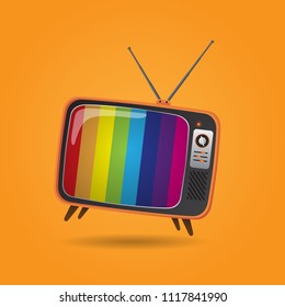 unique design vintage tv with orange background. vector set.