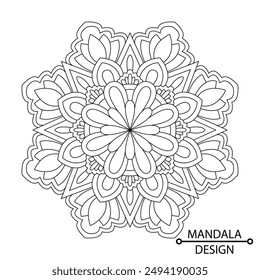 Diseño único con estilo de la naturaleza mandala página de libro para colorear. Fácil Mandala para colorear Páginas para que los adultos se relajen, las experiencias dan alivio. Archivo de Vector redimensionable