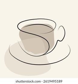 Unique designed line art coffee cup 
