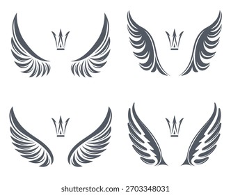 Unique designs featuring crown and wing elements for travel-themed projects
