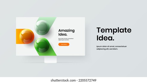 Unique desktop mockup presentation template. Isolated web project vector design layout.