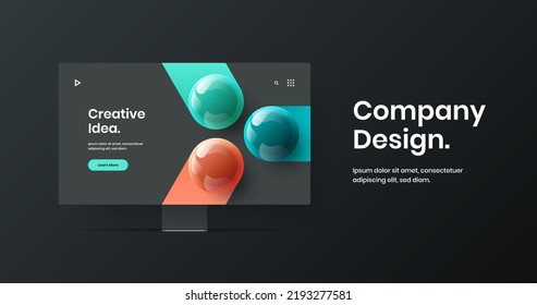 Unique desktop mockup web project layout. Minimalistic site design vector concept.