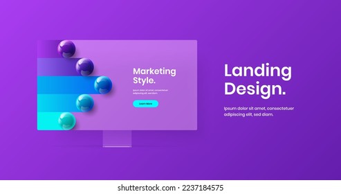 Unique desktop mockup web project concept. Abstract site design vector illustration.