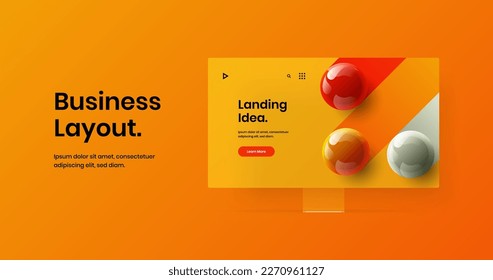 Unique desktop mockup web project illustration. Modern website screen design vector template.