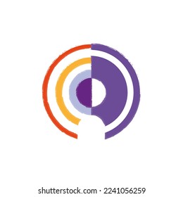 Ilustración de concepto del logotipo del vector de diálogo único. La palabra se centra en el icono humano. Símbolo de los medios sociales. Emblema de comunicación social. Elemento de diseño.