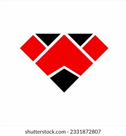 Unique diamond logo design with triangle, diamond, up arrow and heart elements.