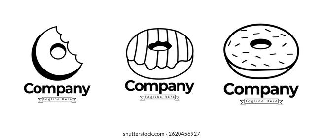 Logotipos Diferentes Únicos Para Una Tienda De Donuts Y Un Conjunto De Colección.