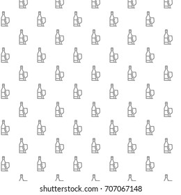 Unique digital bottles of wine seamless pattern with various icons and symbols on white background flat vector illustration