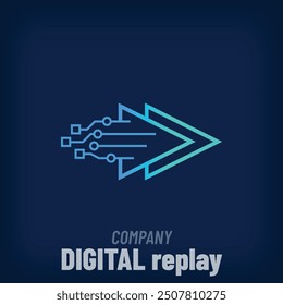 Unique digital fast forward play sign logo. Creative corporate digital and multimedia logo template. vector