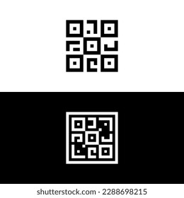 Unique digital scanning qr code logo icon template
