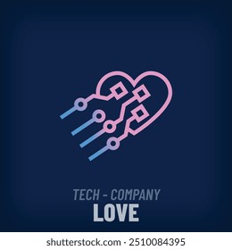 Logotipo único digital simple del corazón. Plantilla creativa del logotipo digital y tecnológico corporativo. Vector