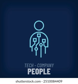 Logotipo único digital simples de pessoas. Modelo de logotipo corporativo criativo digital e tecnologia. vetor