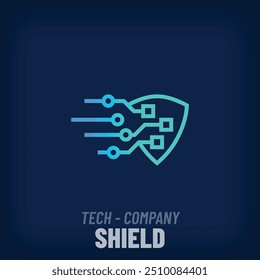Unique digital simple shield logo. Creative corporate digital and technology logo template. vector
