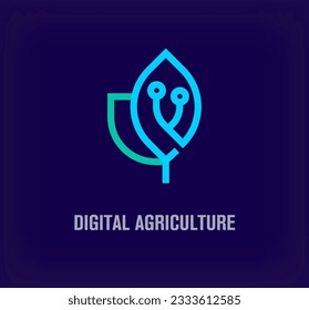 Unique digitized nature logo. Modern color transitions. Company around digital agriculture logo template. vector.