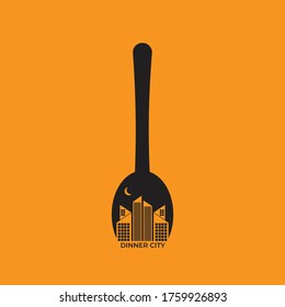 diseño único del logo de la ciudad de la cena. logotipo de producto y logotipo de empresa culinaria. restaurante, cafetería
