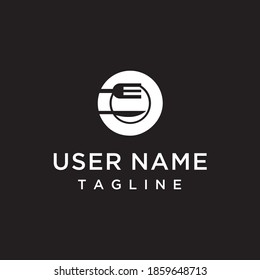unique dinner plate logo concept, creative white color combination with black background for cafe, restaurant logo
