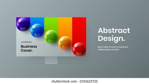 Unique display mockup landing page layout. Colorful web banner design vector concept.