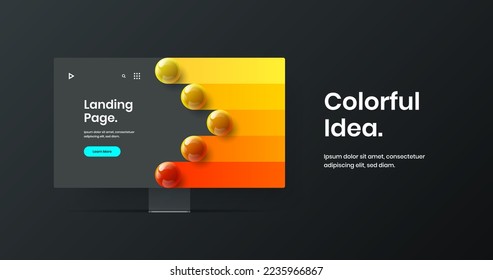 Ilustración única de presentación de simulación. Plantilla vectorial de diseño de sitios web brillante.