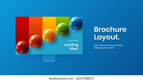 Unique display mockup site concept. Vivid website screen vector design template.