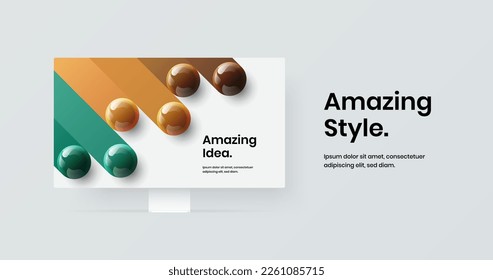 Unique display mockup site layout. Clean web project vector design template.