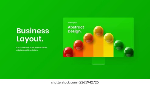 Unique display mockup web project template. Vivid site vector design concept.