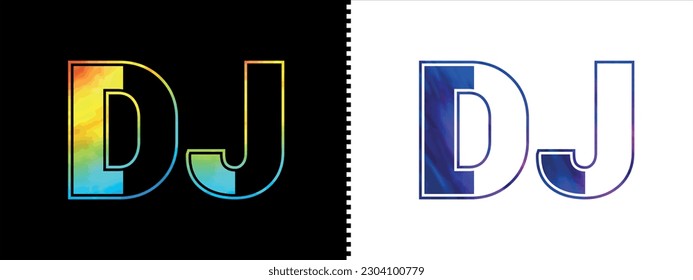 Logo de la letra DJ exclusiva Plantilla vectorial de iconos. Diseño de logotipo de alfabeto elegante de primera calidad para empresas