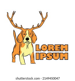 Unique Dog with ANTLER Vector