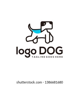 Unique dog logo template. vector. editable. simple shape. minimalist color. memorable - Vec