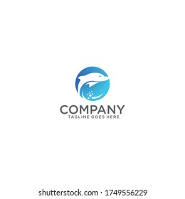 unique dolphin logo template. simple shape and color. vector. negative space