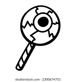 A unique doodle icon of eyeball lollipop
